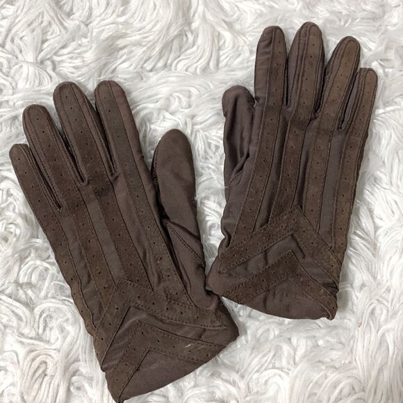 🟢3 for $20—-ISOTONER Vintage Aris Dark Brown Chevron Gloves Lined Women’s XL - Picture 7 of 7